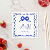 Hand Drawn French Blue Wedding Monogram Serviette (Beispiel)