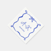 Hand Drawn French Blue Wedding Monogram Serviette (Ecke)