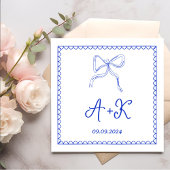 Hand Drawn French Blue Wedding Monogram Serviette