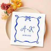 Hand Drawn French Blue Wedding Monogram Serviette