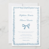 Hand Drawn French Blue Whimsical Wedding Einladung (Vorderseite)