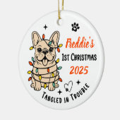 Hand Drawn French Bulldog Ceramic Christmas Keramik Ornament (Links)