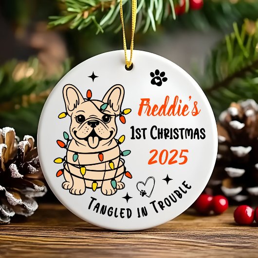 Hand Drawn French Bulldog Ceramic Christmas Keramik Ornament