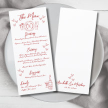 Hand Drawn French Red Whimsical Wedding