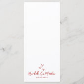 Hand Drawn French Red Whimsical Wedding Menükarte (Rückseite)