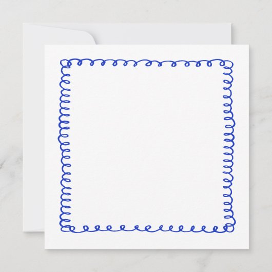 Hand Drawn French Square Blue Wedding Save The Date (Rückseite)