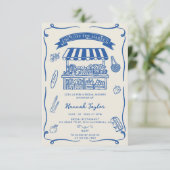 Hand Drawn Fresh Off the Market Bridal Shower Einladung (Stehend Vorderseite)