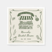 Hand Drawn Fresh Off the Market Bridal Shower Serviette (Vorderseite)