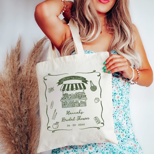 Hand Drawn Fresh Off the Market Bridal Shower Tragetasche