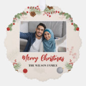 Hand Drawn frohe Weihnachten ein Foto Ornament Karte (Vorderseite)