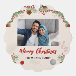 Hand Drawn frohe Weihnachten ein Foto Ornament Karte