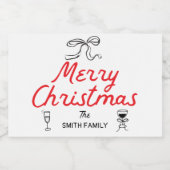Hand Drawn frohe Weihnachten Personalisiertes Gesc Schaumweinetikett (Einzelnes Label)