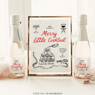 Hand Drawn frohe Weihnachten Personalisiertes Gesc Schaumweinetikett