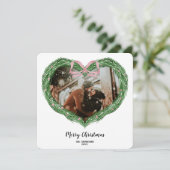 Hand Drawn Frohe Weihnachts-Herz-Kranz-Foto Einladung (Stehend Vorderseite)