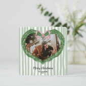 Hand Drawn Frohe Weihnachts-Herz-Kranz-Foto Einladung (Stehend Vorderseite)