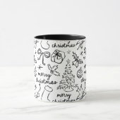 Hand Drawn Frohe Weihnachts-Tasse Tasse (Zentrum)