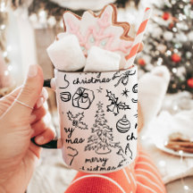 Hand Drawn Frohe Weihnachts-Tasse