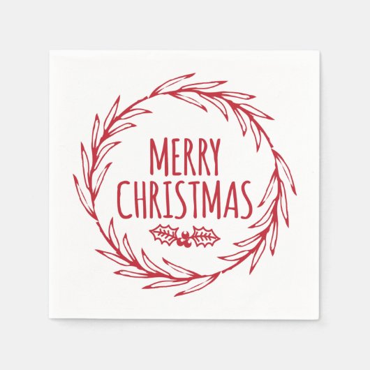 Hand Drawn frohe Weihnachtsfeiertag Napkins Serviette (Vorderseite)