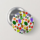Hand Drawn Fruit Medley Pattern Button (Vorne & Hinten)