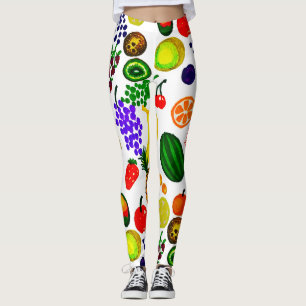 Hand Drawn Fruit Medley Pattern Leggings
