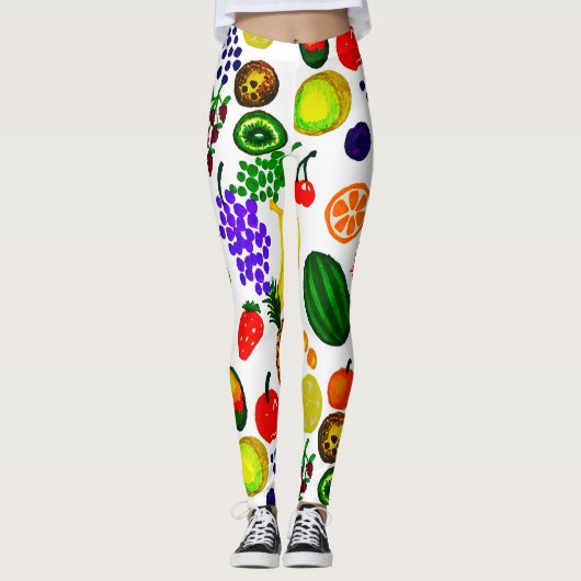 Hand Drawn Fruit Medley Pattern Leggings (Vorderseite)