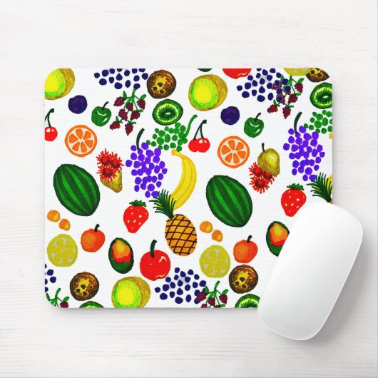 Hand Drawn Fruit Medley Pattern Mousepad (Mit Mouse)