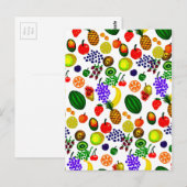Hand Drawn Fruit Medley Pattern Postkarte (Vorne/Hinten)