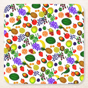 Hand Drawn Fruit Medley Pattern Rechteckiger Pappuntersetzer