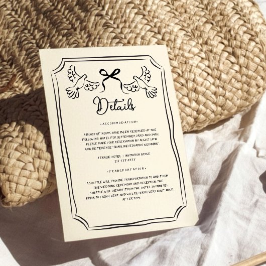 Hand drawn Funky Doodle Wedding Details Einladung