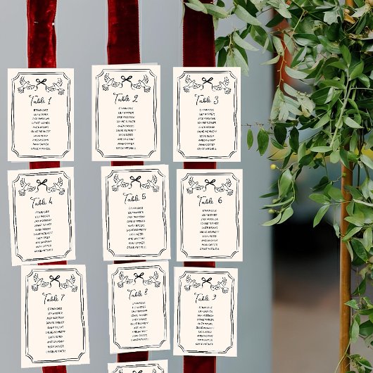 Hand drawn Funky Doodle Wedding Table Seating Einladung