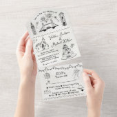 Hand Drawn funky England Doodle Hochzeit All In One Einladung (Abreißen)