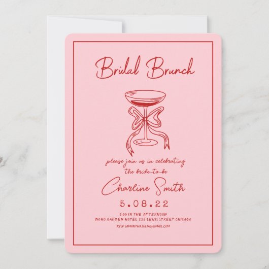 Hand Drawn Funky Handwriter Bridal Brunch Einladung (Vorderseite)