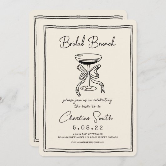 Hand Drawn Funky Handwriter Bridal Brunch Einladung (Vorne/Hinten)