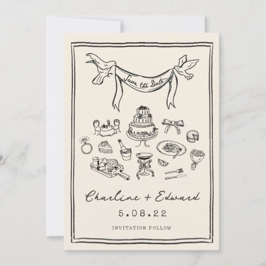 Hand Drawn Funky Handwriting Save the Date (Vorderseite)