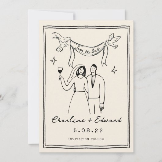 Hand Drawn Funky Handwriting Save the Date (Vorderseite)