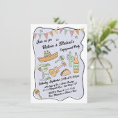 Hand Drawn Funky Mexican Fiesta Einladung (Stehend Vorderseite)