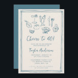 Hand Drawn Funky Nautical Beach 40. Geburtstag Einladung<br><div class="desc">Feiern Sie mit dieser Handgezeichneten Funky Nautical Beach 40. Geburtstag Einladung im Stil des Meeres! Dieses spielerisch gestaltete Design, das sich durch die skurrile Doodle-Dekoration von Strand, Meeresfrüchten, Party und nautischen Elementen auszeichnet, eignet sich perfekt für einen Bash am Strand, eine Bootsfeier oder ein Party am Yachthafen. Die unterhaltsame, funky...</div>