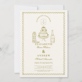 Hand Drawn Funky Western Doodle Wedding Einladung (Vorderseite)