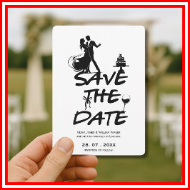 Hand Drawn Funky Whimsical Minimalistisch Wedding Save The Date