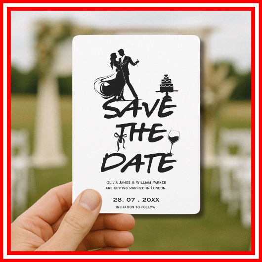 Hand Drawn Funky Whimsical Minimalistisch Wedding Save The Date
