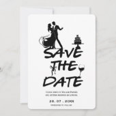 Hand Drawn Funky Whimsical Minimalistisch Wedding Save The Date (Vorderseite)