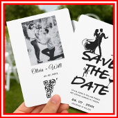 Hand Drawn Funky Whimsical QR Code Wedding FOTO Save The Date