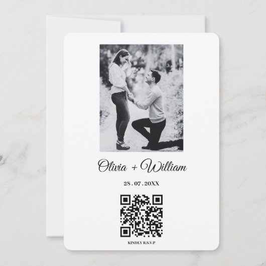 Hand Drawn Funky Whimsical QR Code Wedding FOTO Save The Date (Rückseite)
