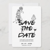 Hand Drawn Funky Whimsical QR Code Wedding FOTO Save The Date (Vorderseite)