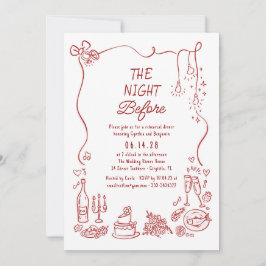 Hand Drawn Funky Whimsical Rehearsal Dinner Einladung