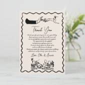 Hand Drawn Funky Zeichnend Hochzeit Danke Karte (Stehend Vorderseite)