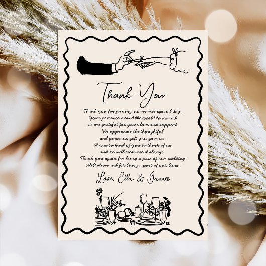 Hand Drawn Funky Zeichnend Hochzeit Danke Karte