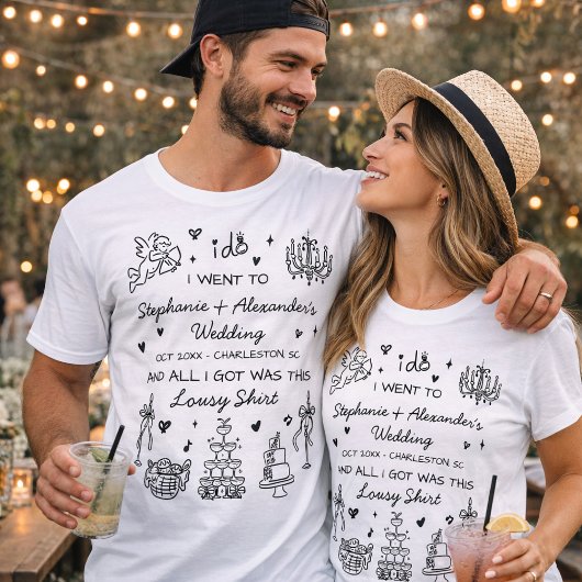 Hand Drawn Funny Custom Wedding Favor Merch T-Shirt