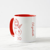 Hand Drawn Funny Romantic Cupid XO Valentines Day Tasse (Vorderseite Links)