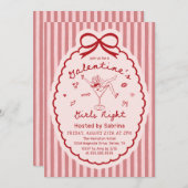 Hand Drawn Galentines Girls Night Party Invitation Einladung (Vorne/Hinten)